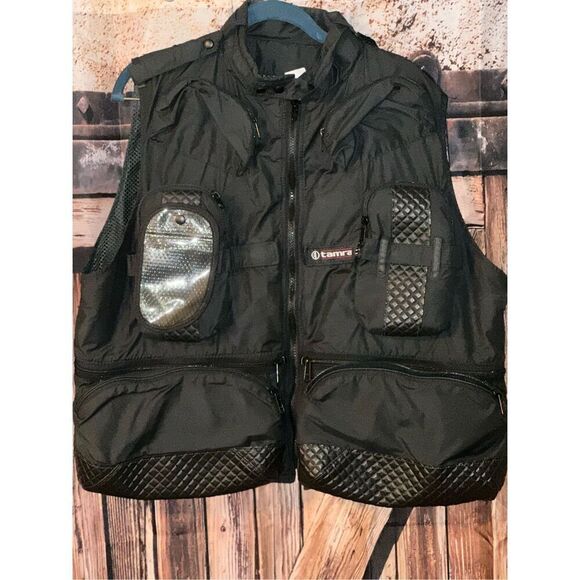 Tamrac Vest Men’s Medium Gorpcore Cargo Black Camera Fishing Utility Biker Vinta - Picture 1 of 9